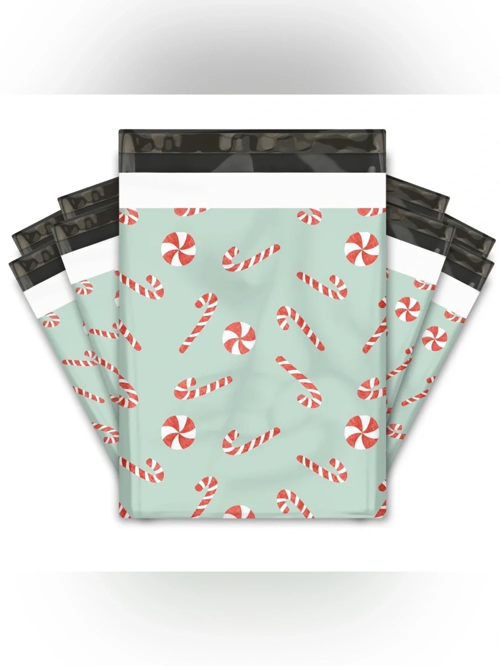Set of 20 10x13 Candy Cane Peppermint Christmas Poly Mailers Holiday Shipping